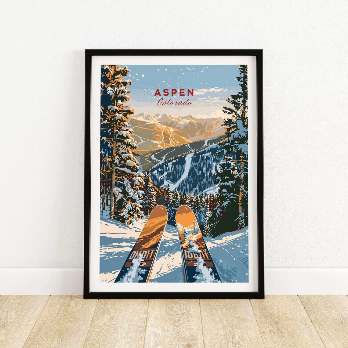 Aspen Ski Resort, Colorado Winter Sports Poster