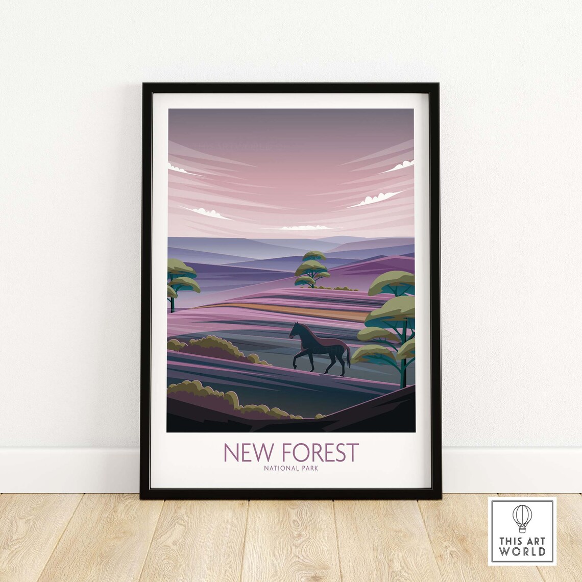 New Forest National Park Wild Horse Heathland Dusk Travel Poster