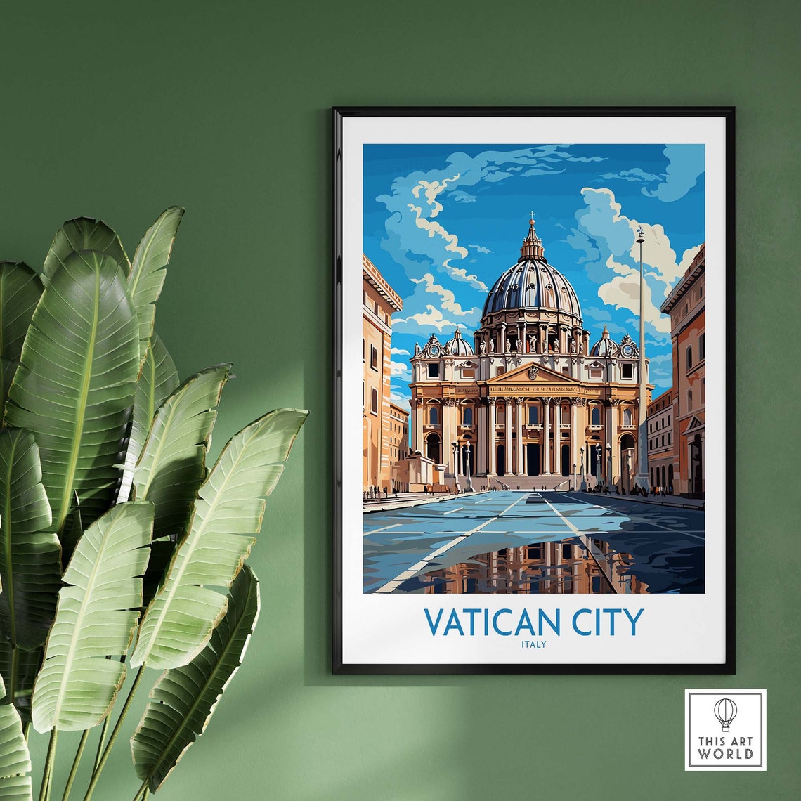 Vatican City St Peters Square Basilica Facade Vintage Travel Poster - Image 2