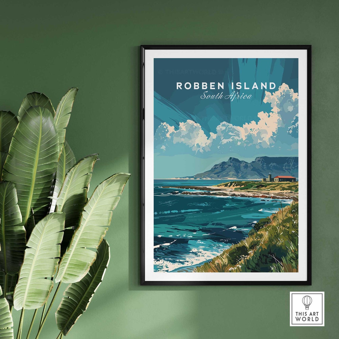 Robben Island South Africa Lighthouse Coast Vintage Travel Poster - Image 2