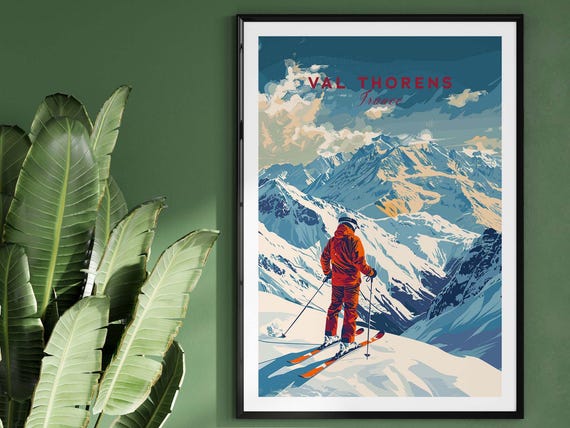 Val Thorens Poster Ski Resort Skiing Print France Wall Art Gift Winter Sports