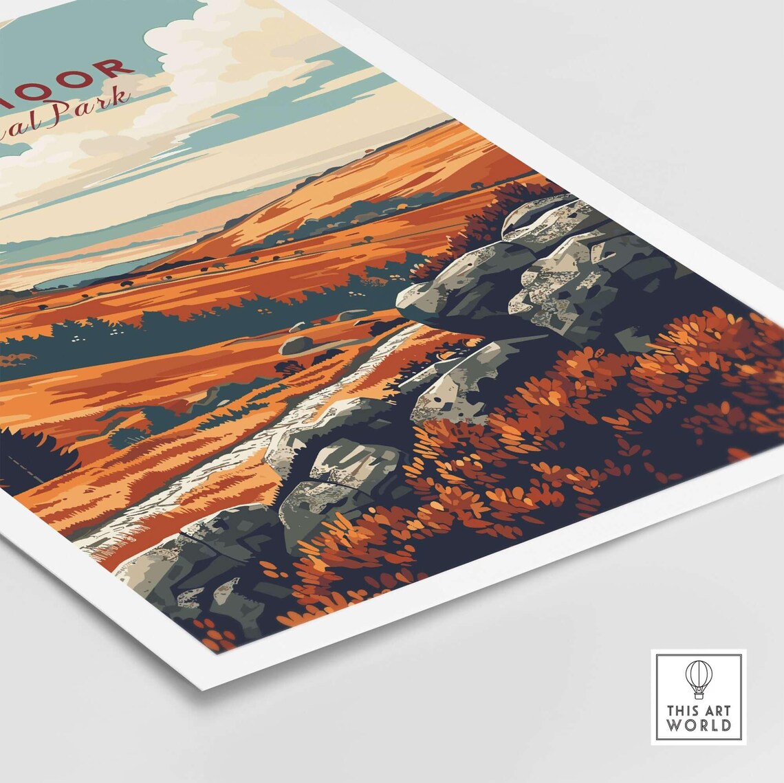 Dartmoor National Park Golden Moorland Hills Vintage Travel Poster - Image 4
