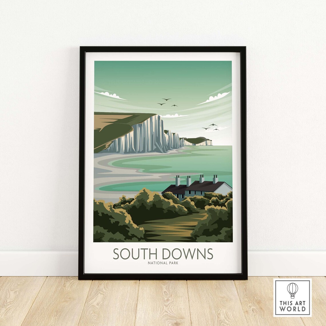 South Downs National Park Travel Poster, UK Nature