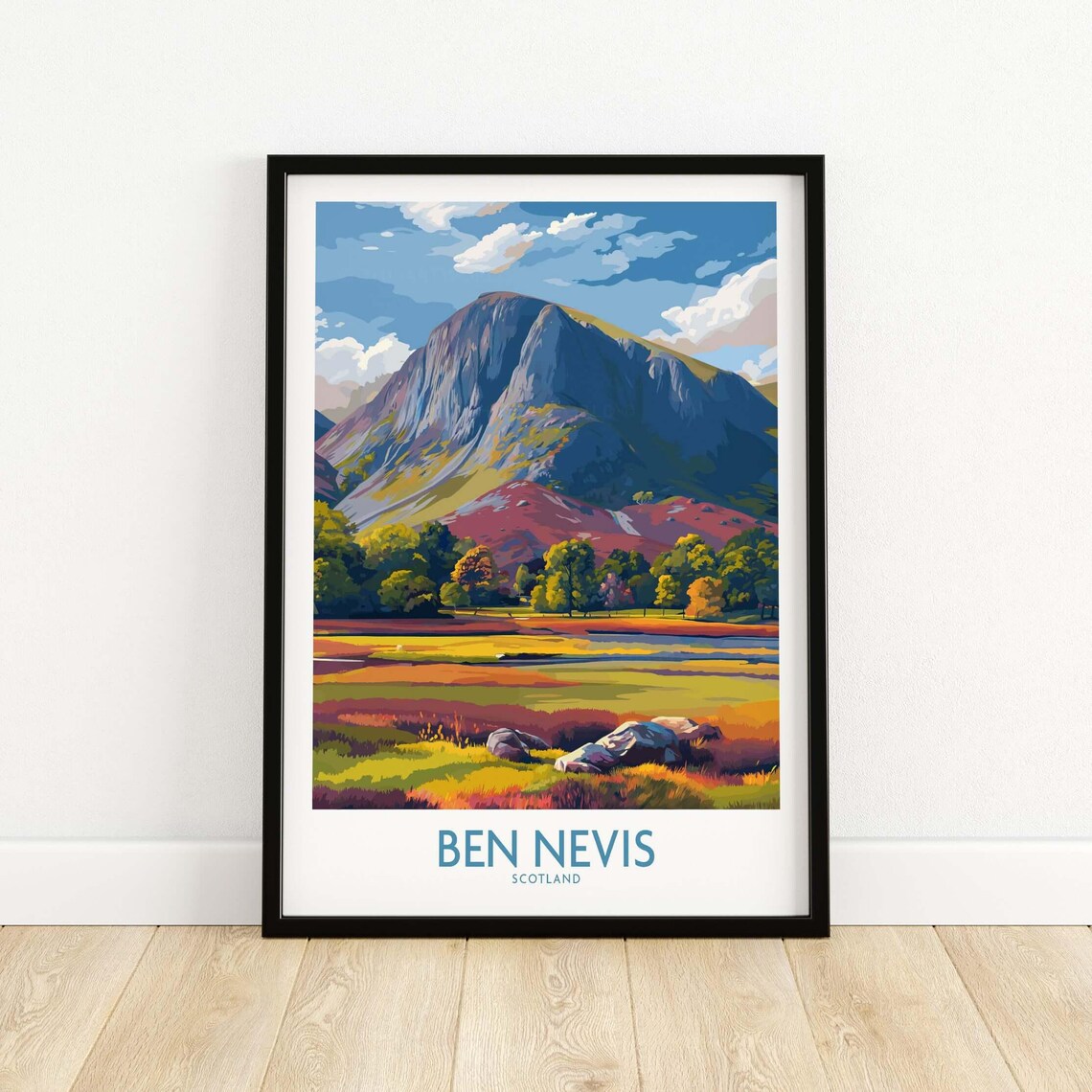 Ben Nevis Scotland Autumn Valley Mountain Landscape Travel Poster