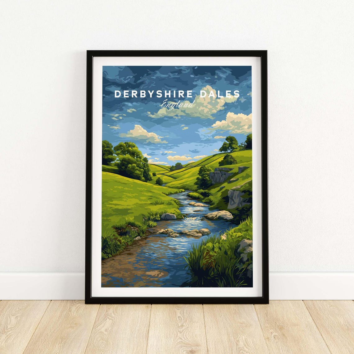 Derbyshire Dales England Green River Valley Rolling Hills Poster