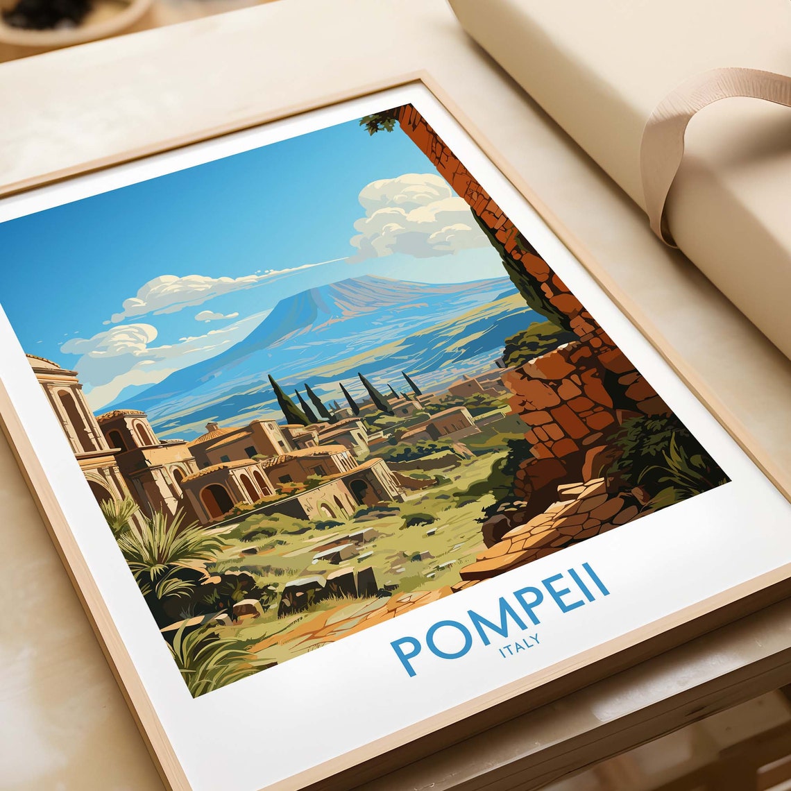 Pompeii Italy Ancient Ruins Mount Vesuvius Historic View Poster