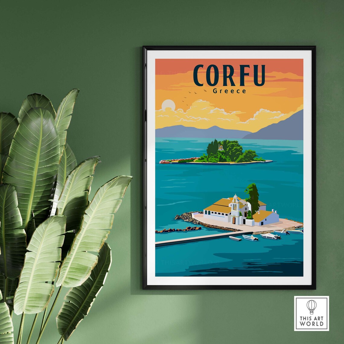 Corfu Travel Poster, Greek Home Decor Art Print - Image 3