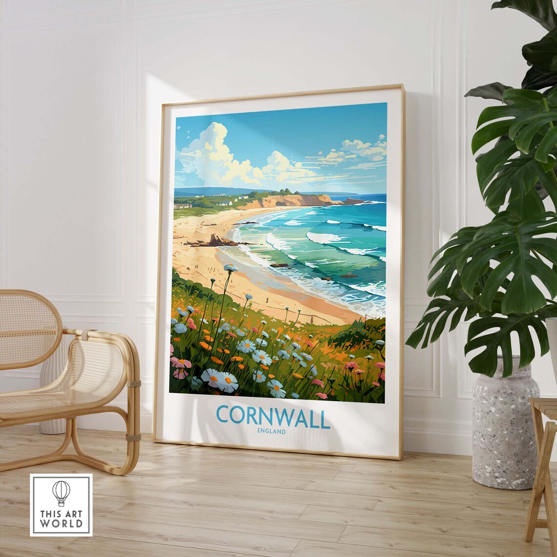 Cornwall Travel Poster, Home Decor Illustration - Image 3