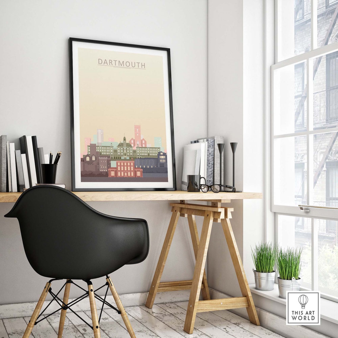 Dartmouth Minimalist Skyline Cityscape Modern Pastel Travel Poster - Image 4