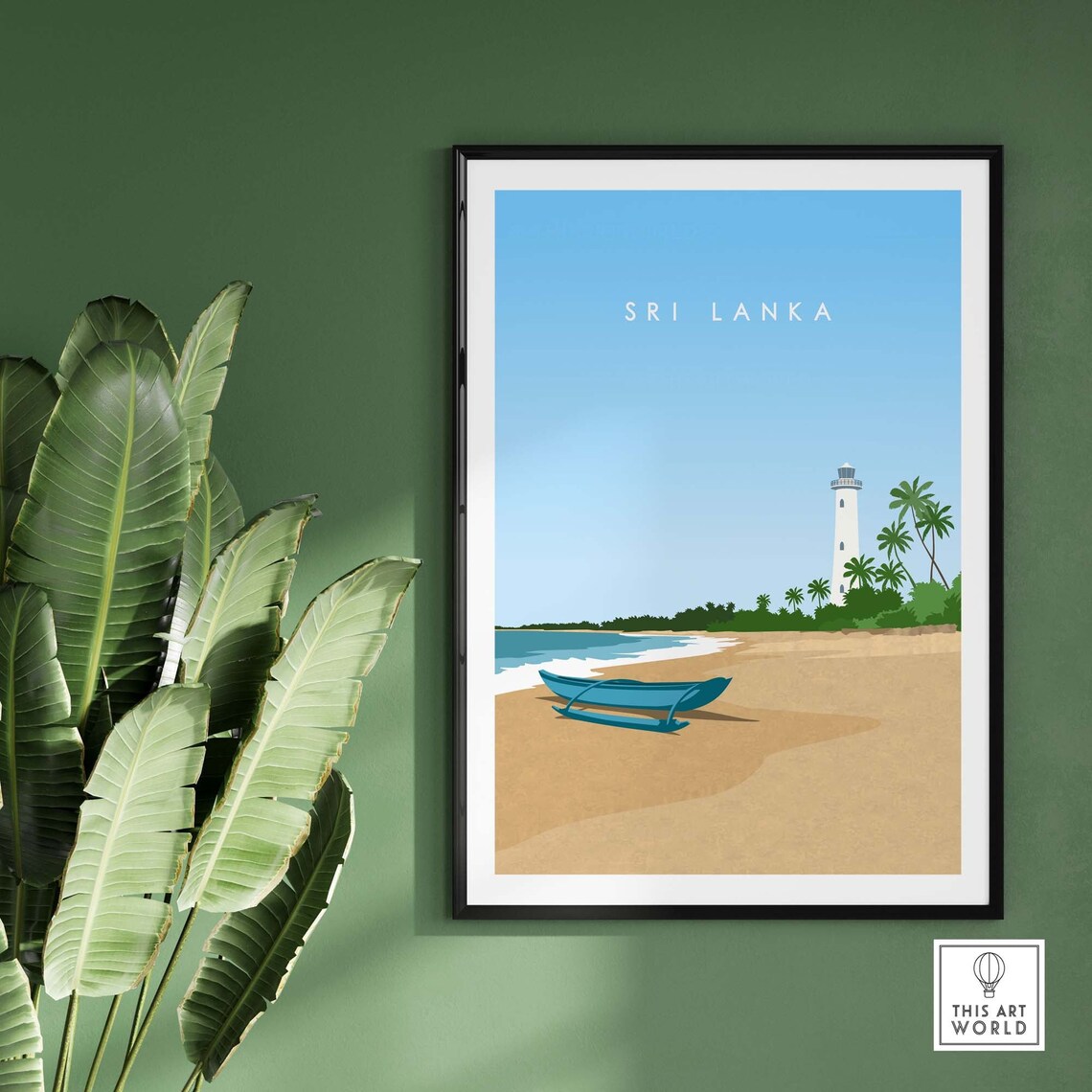 Sri Lanka Beach Lighthouse Fishing Boat Ocean Travel Art Poster - Image 2