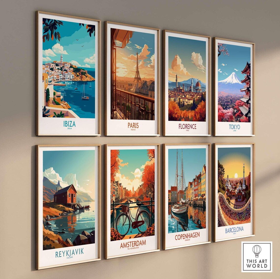 Ibiza Spain Old Town Harbor Aerial Sailboats View Travel Poster - Image 3