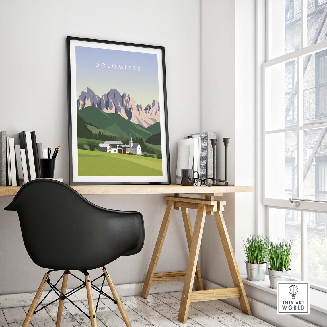 Dolomites Travel Poster, Mountain Landscape - Image 4