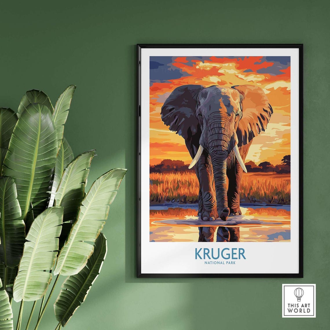 Kruger Park Travel Poster, Elephant Art Print - Image 2