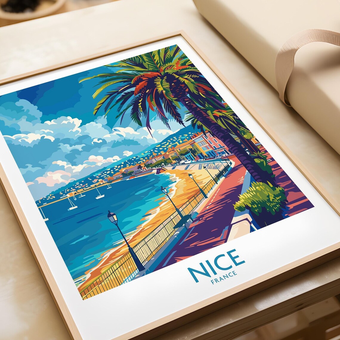 Nice French Riviera Travel Poster, France Art Print