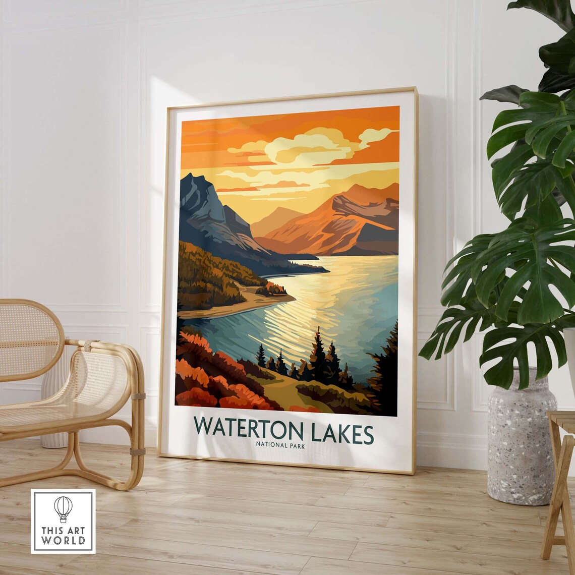 Waterton Lakes National Park Travel Poster, Wall Art - Image 3