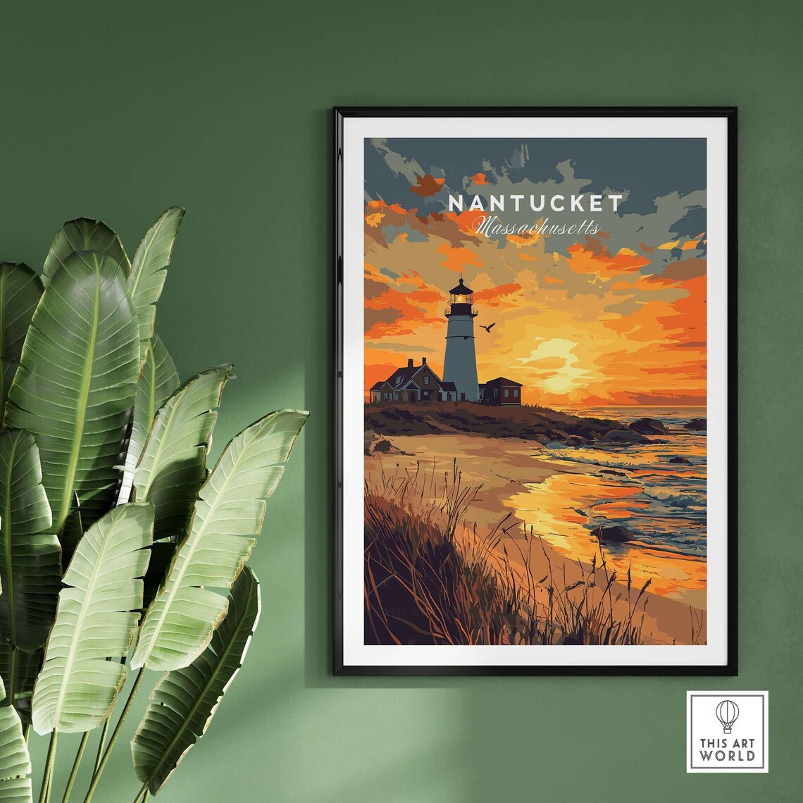 Nantucket Beach Lighthouse, Coastal Scenery Poster - Image 2