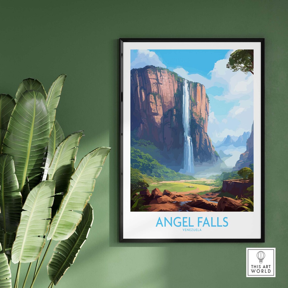 Angel Falls Venezuela Tallest Waterfall Tepui Vintage Travel Poster - Image 2