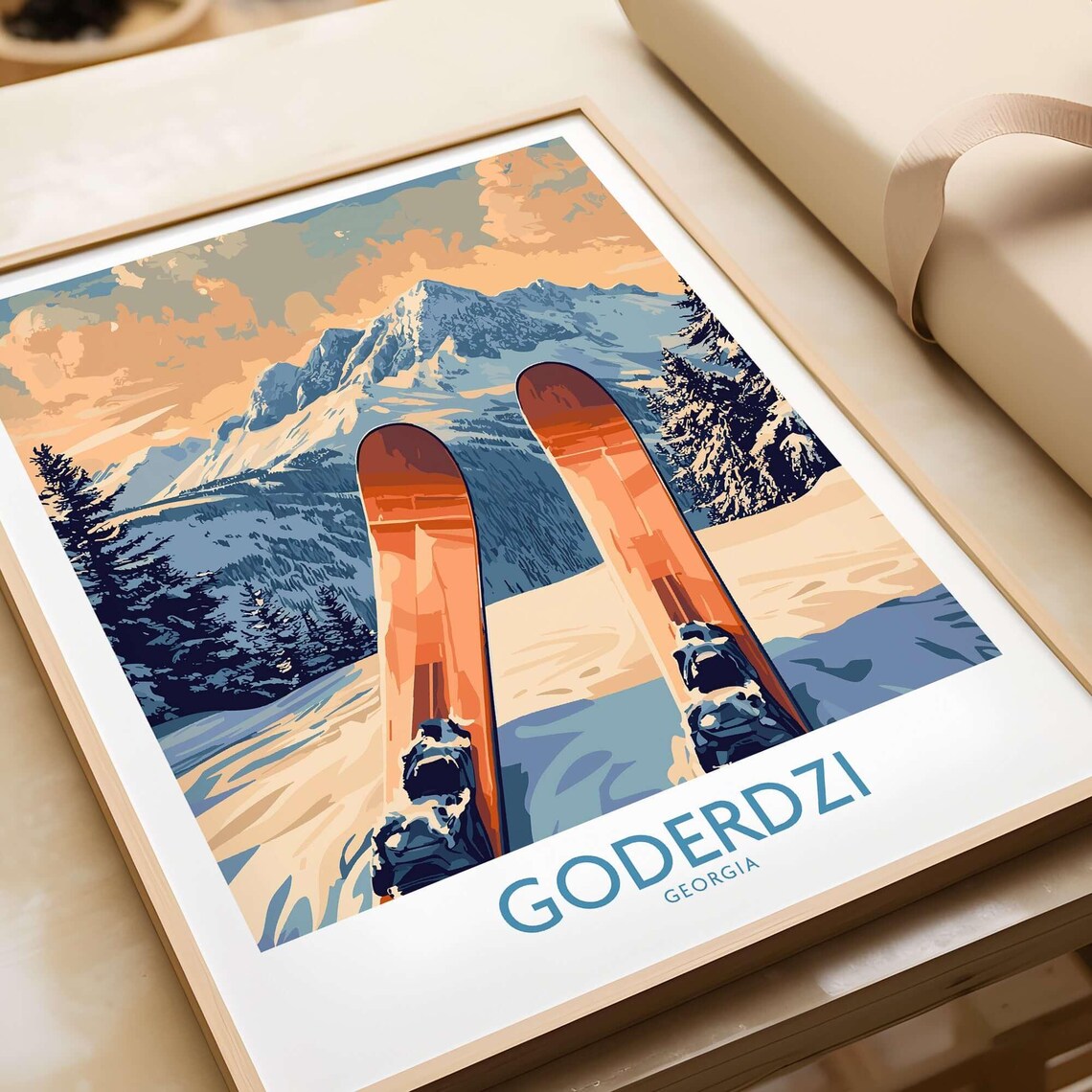 Goderdzi Ski Resort Travel Poster, Georgia