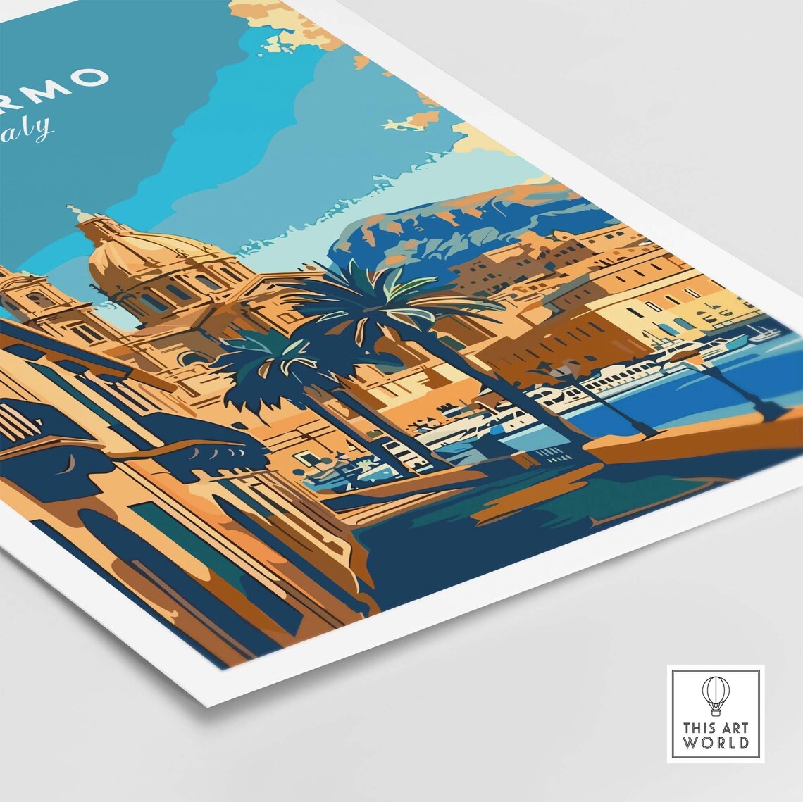 Palermo Italy Sicily Cathedral Waterfront Vintage Travel Poster - Image 4