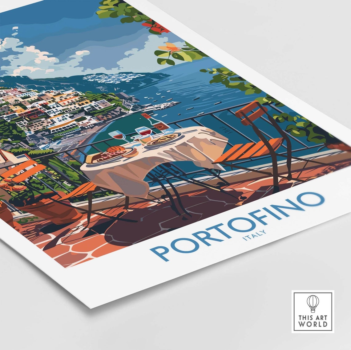 Portofino Travel Poster Print Italy Landscape Wall Art Portofino Poster Italy Art Print Italian Riviera Gift - Image 4