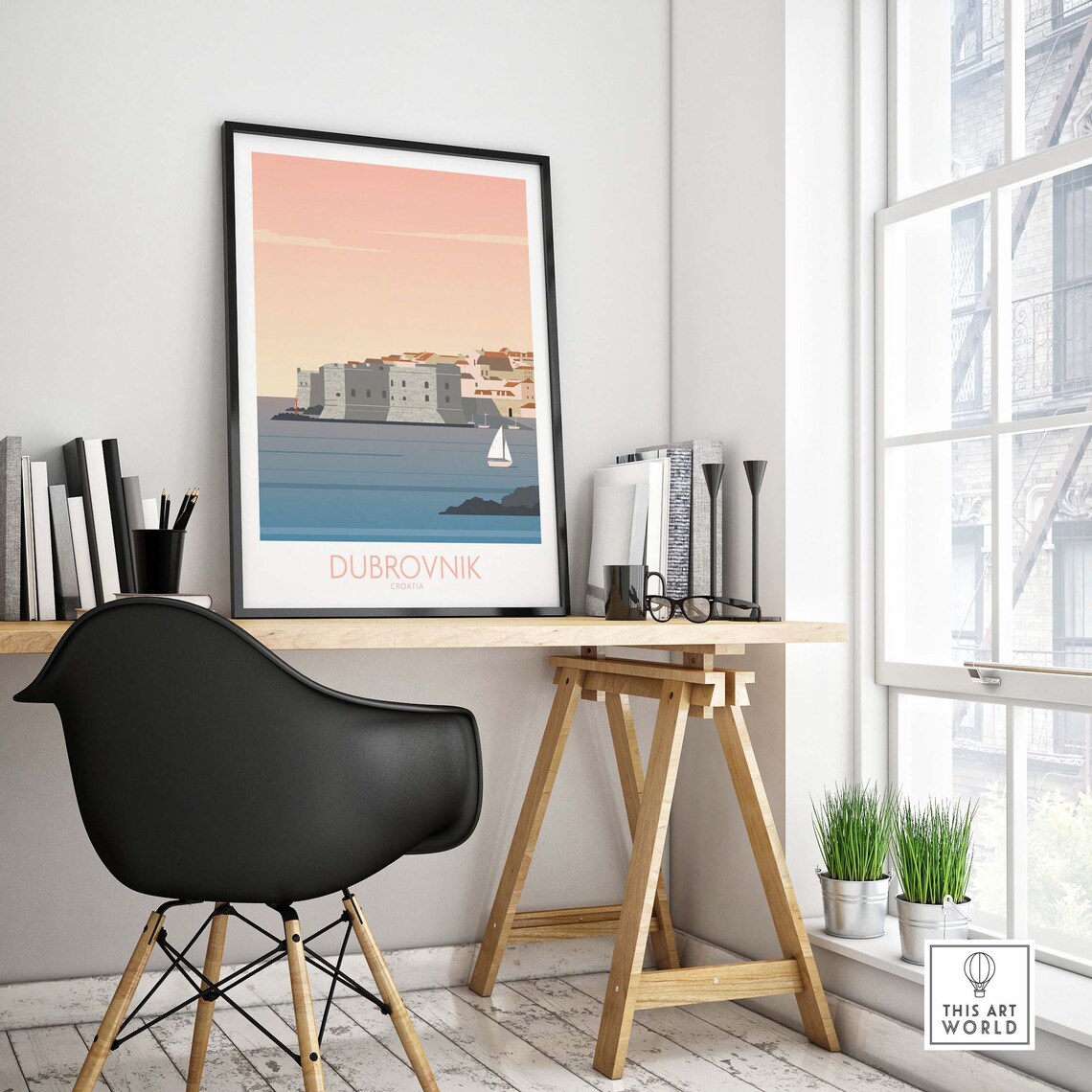 Dubrovnik Croatia Old Town Walls Adriatic Sunset Travel Poster - Image 4