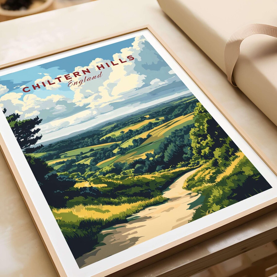 Chiltern Hills England Green Valley Path Vintage Travel Poster - Image 3