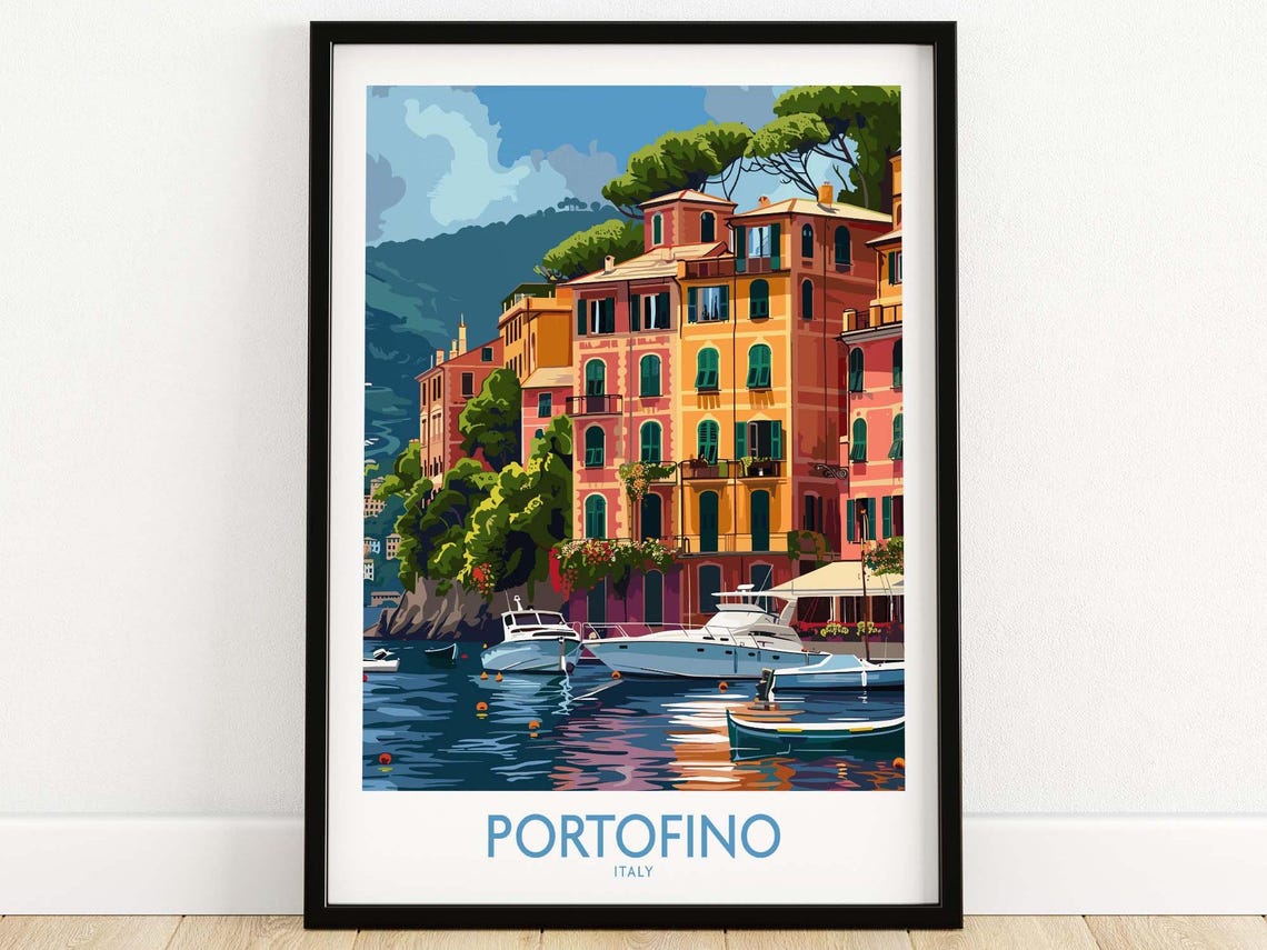 Portofino Print Beautiful Scenes Of Italys Seaside Town Vibrant Travel Decor Portofino Poster Italy Art Print Italian Riviera Gift