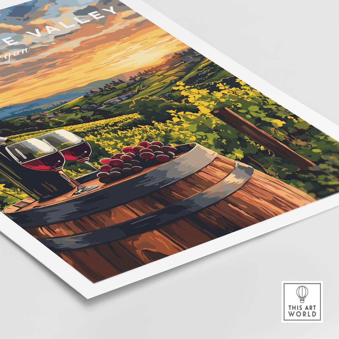 Willamette Valley Wine Country, Vineyard Illustration - Image 5