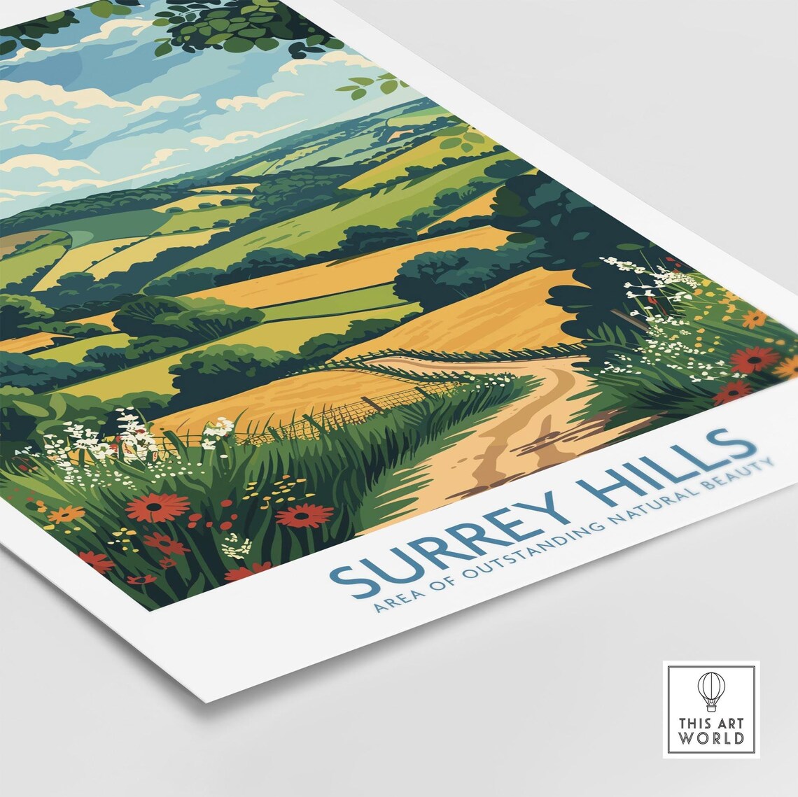 Surrey Hills Wildflower Meadow Golden Rolling Hills England Nature Poster - Image 4