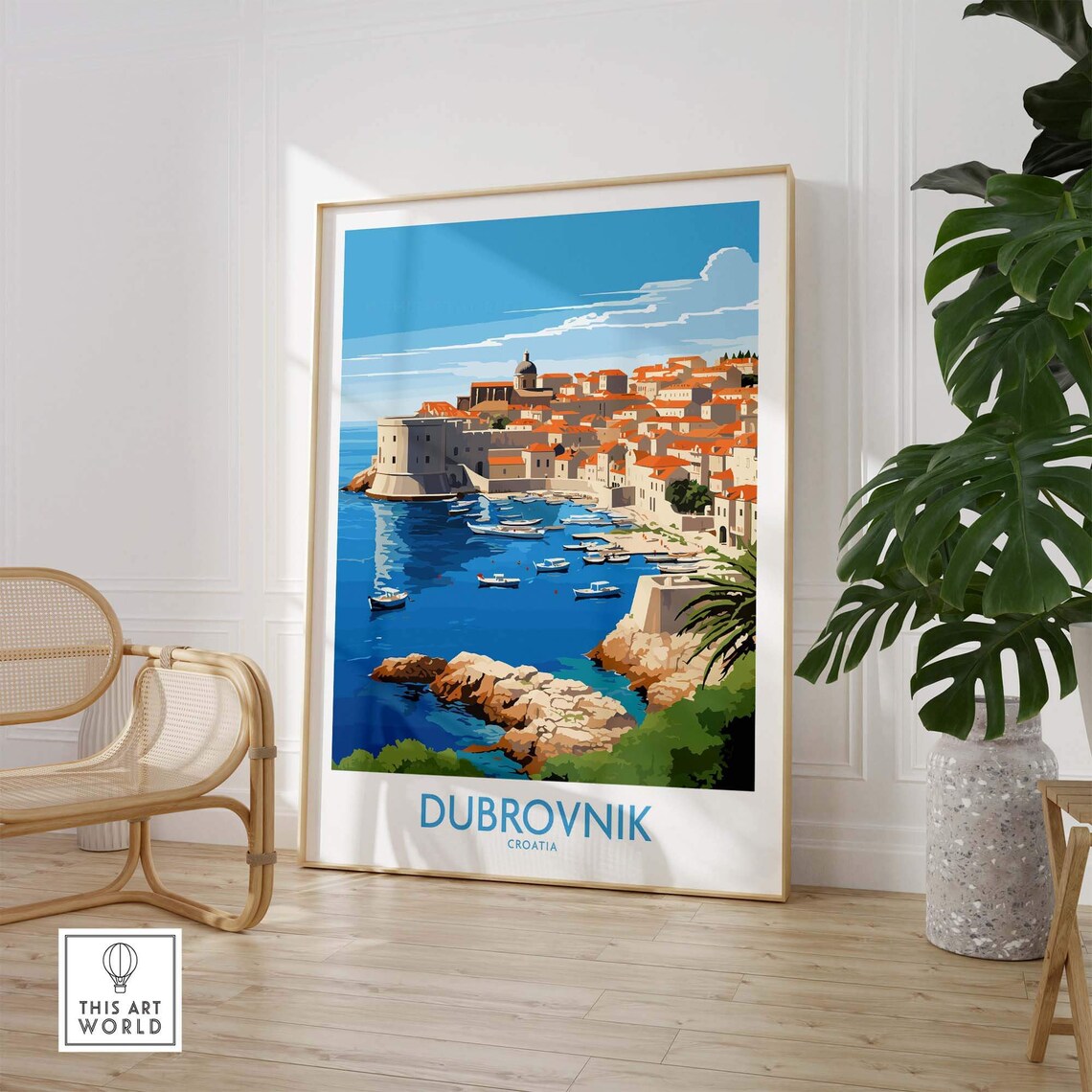 Dubrovnik Croatia Old Town Harbor Vintage Travel Poster Sunny Art - Image 3