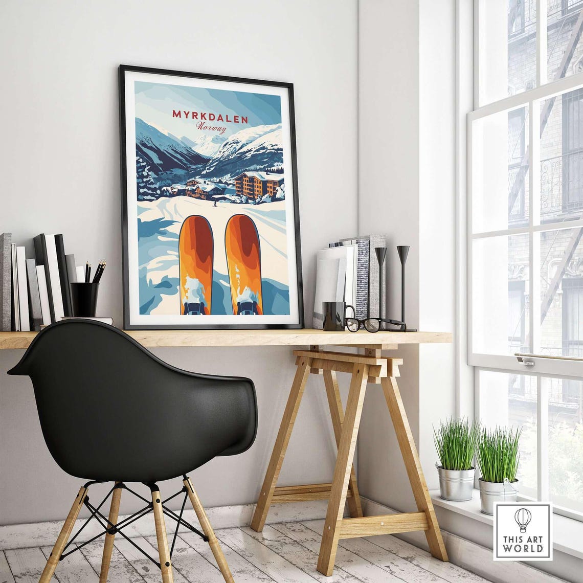Myrkdalen Ski Lodge, Winter Sports Art Print - Image 4