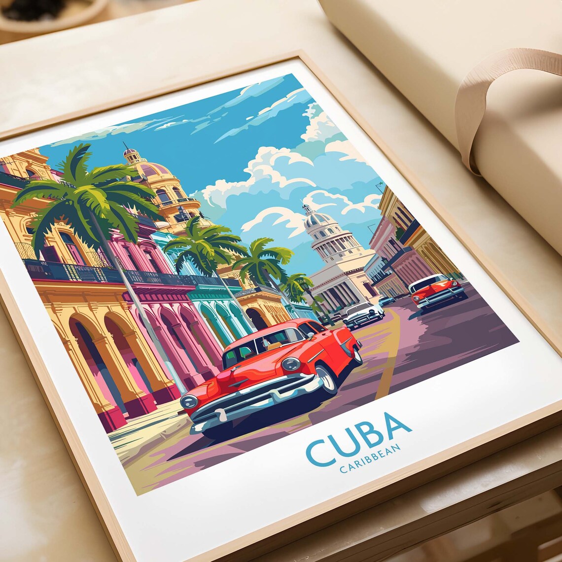 Cuba Travel Poster, Havana Home Decor Art Print