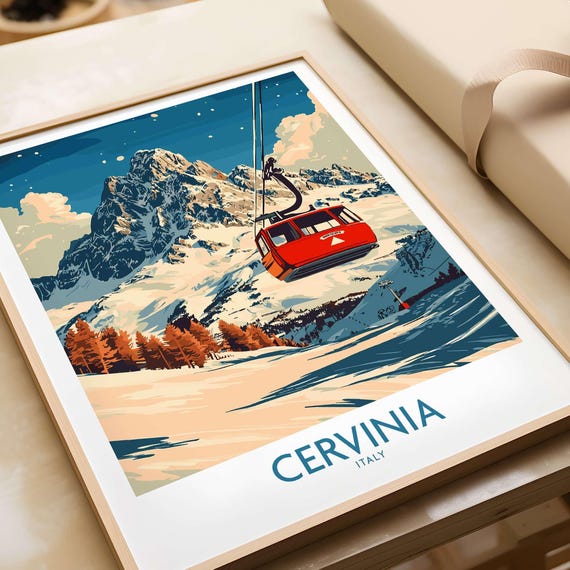 Cervinia Ski Resort Travel Poster, Italy