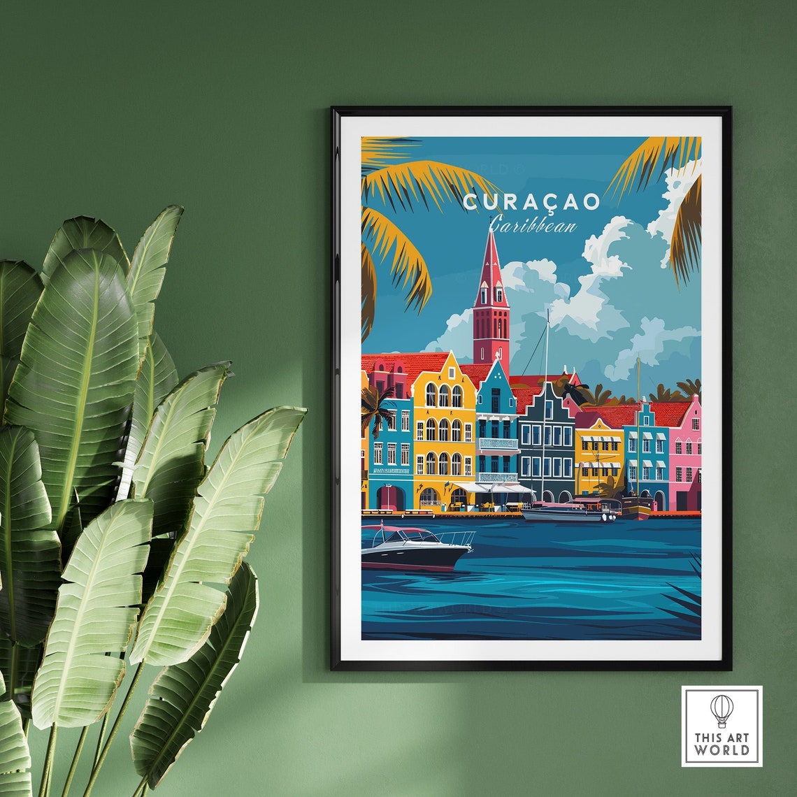 Curacao Poster Curacao Travel Print Curacao Wall Art Gift Caribbean Art Lovers Home Decor - Image 2
