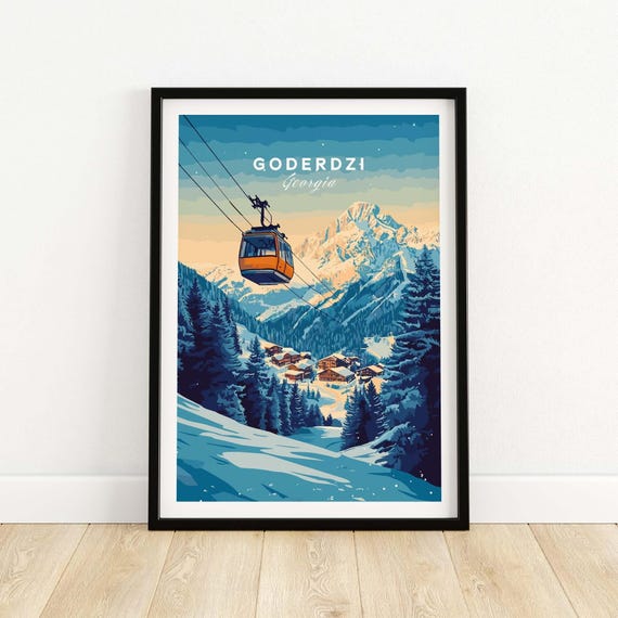 Goderdzi Ski Art Print, Ski Lodge Decor
