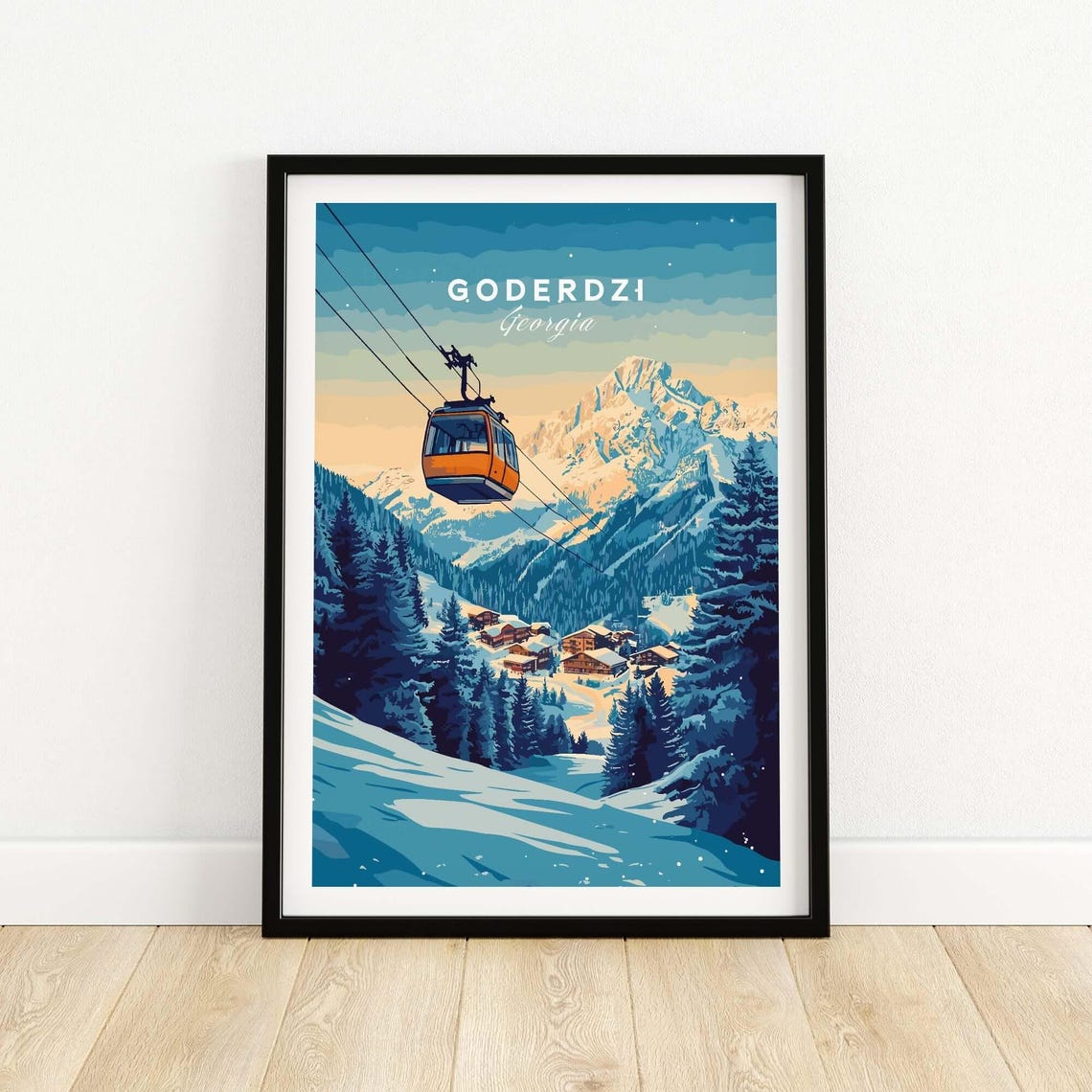 Goderdzi Ski Art Print, Ski Lodge Decor