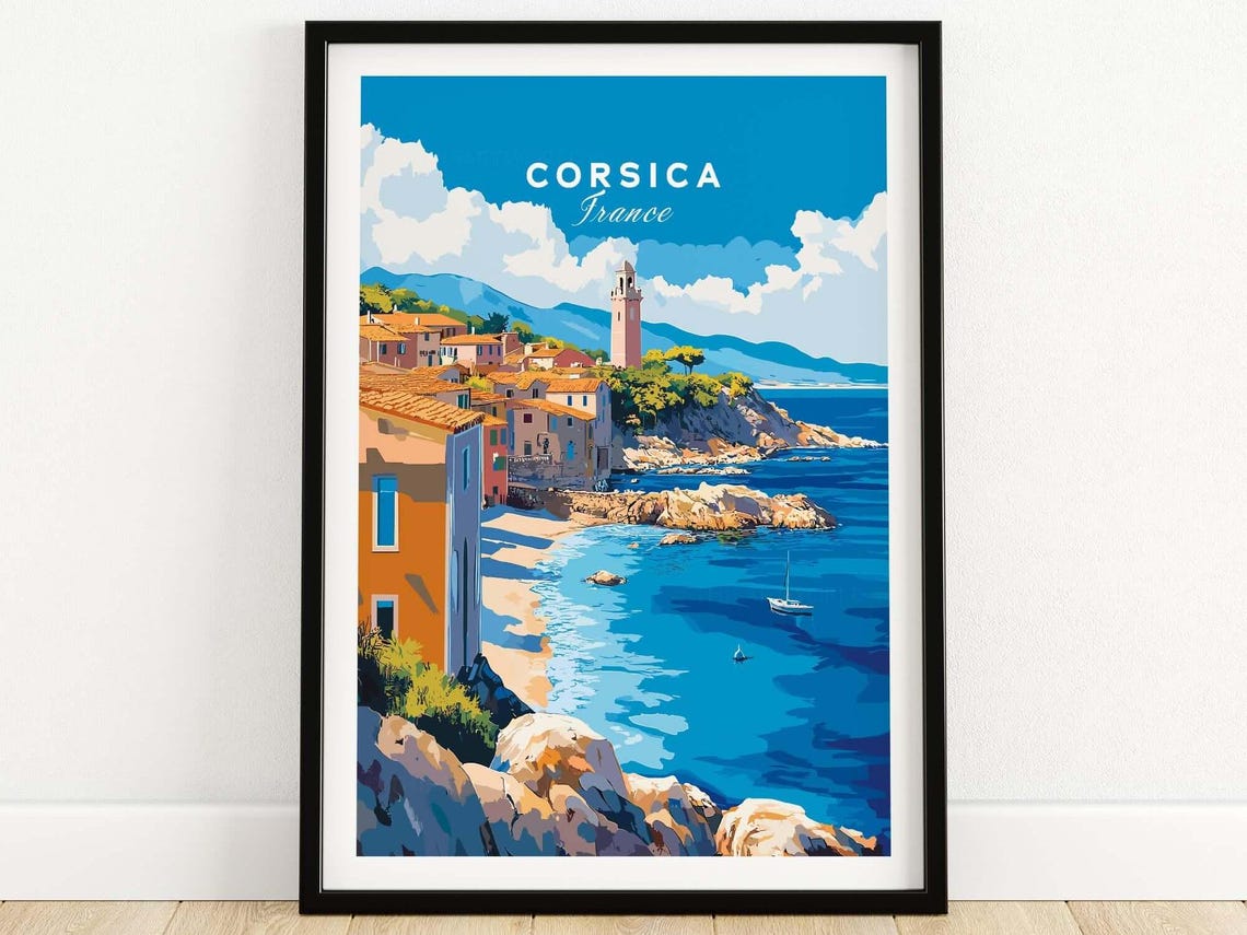 Corsica Wall Art Poster Corsica Travel Print Wall Art France Wall Hanging Home Decor Corsica Art Lover Gift Corsica Birthday Present