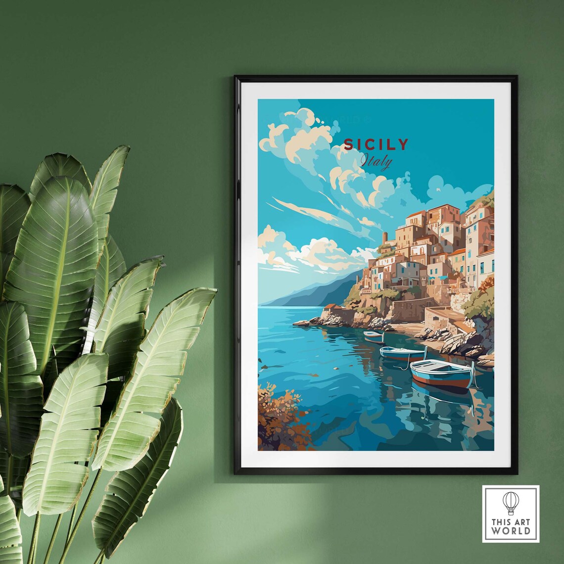 Sicily Travel Poster, Home Decor Illustration - Image 2