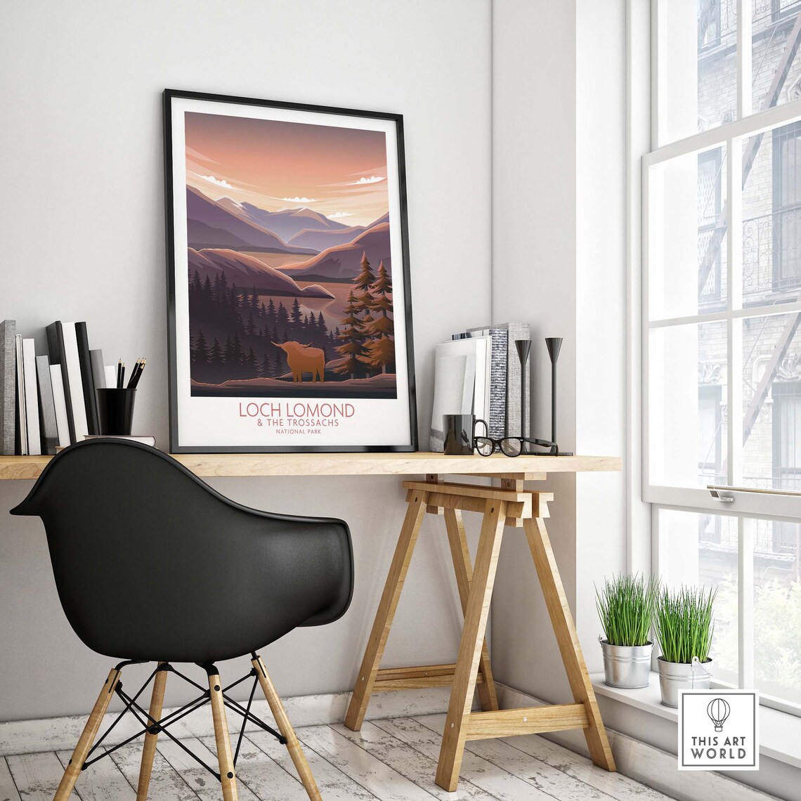 Loch Lomond Trossachs Highland Cow Lake Sunset Scenic Poster - Image 4