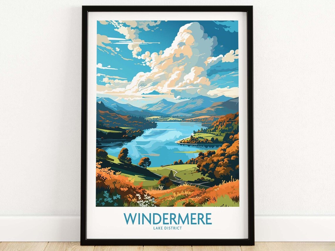 Windermere Lake District Travel Poster, Personal