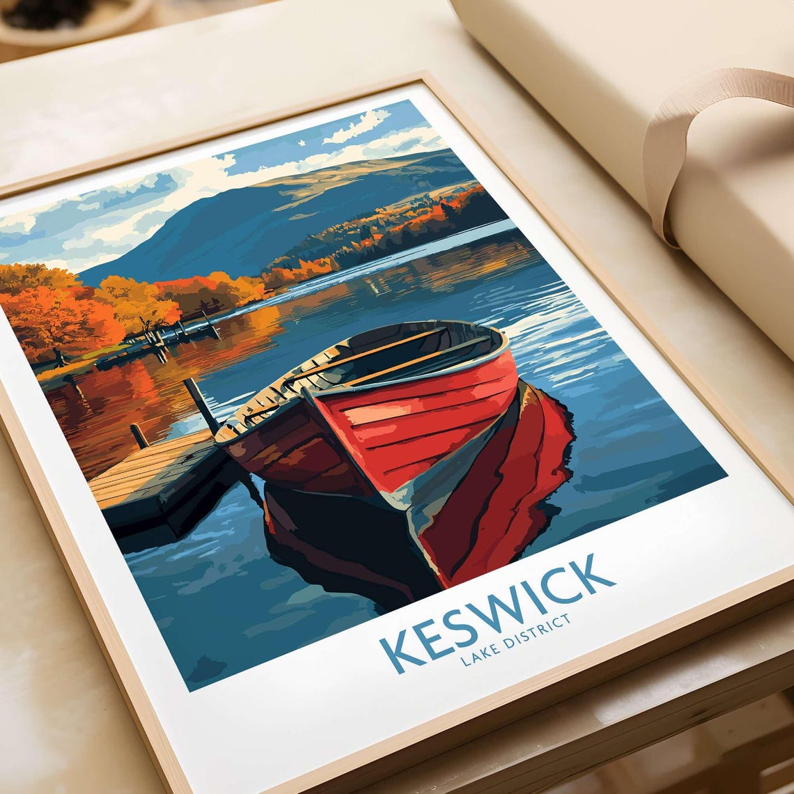Keswick Lake District Travel Poster, Home Decor
