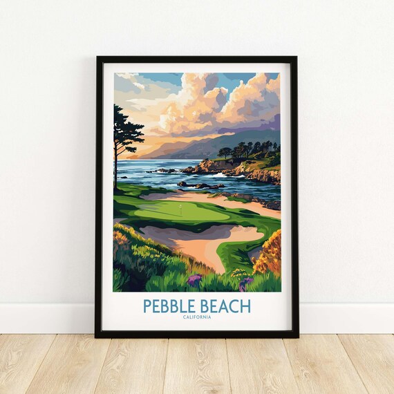 Pebble Beach California Golf Travel Poster Sunset Over the Links