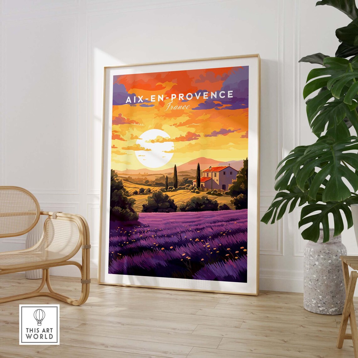 Aix en Provence France Lavender Sunset Farmhouse Travel Poster - Image 3