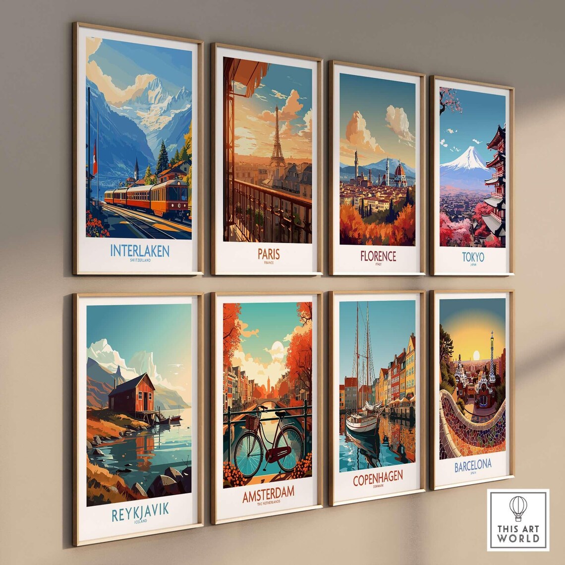 Interlaken Switzerland Cogwheel Train Mountain Peaks Travel Poster - Image 3