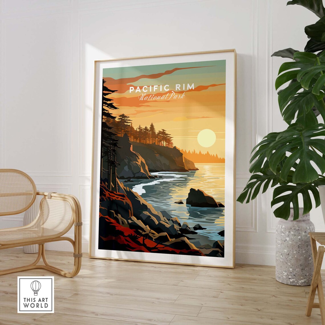 Pacific Rim National Park Rocky Coast Sunset Vintage Travel Poster - Image 3