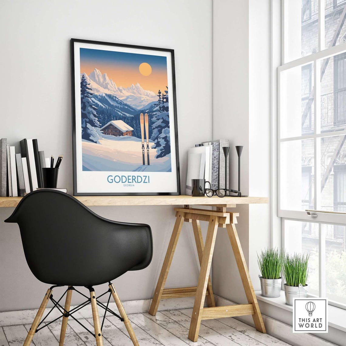 Winter Sports Gift For Skier, Mountain Cabin Decor - Image 4