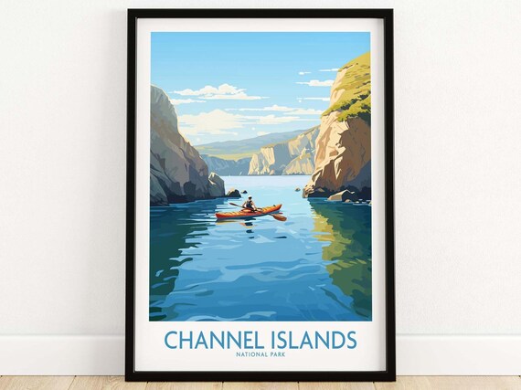 Channel Islands National Park Sea Kayak Cliff Cove Travel Poster
