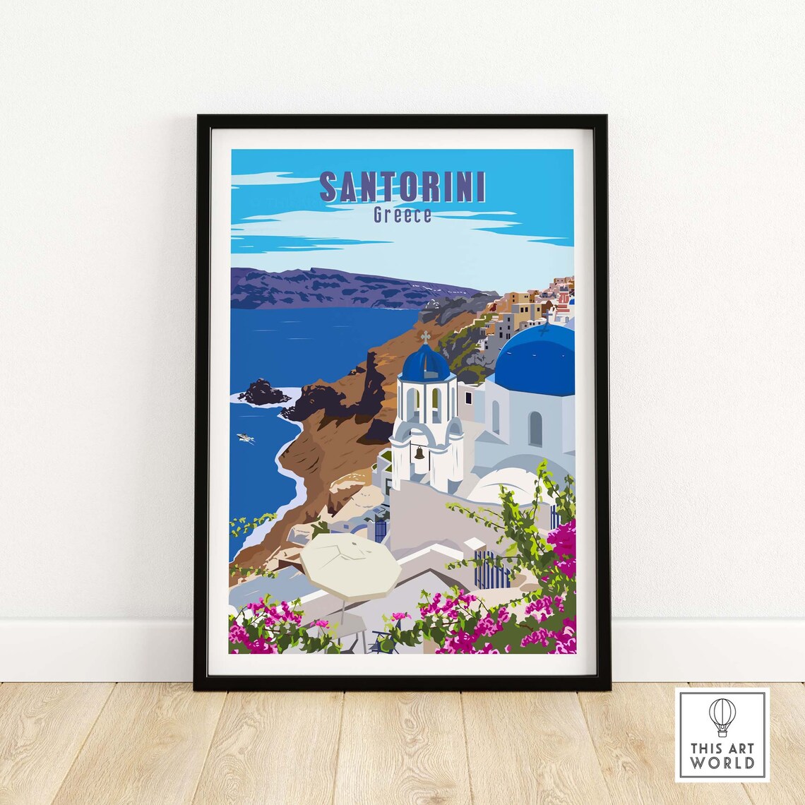 Santorini Greek Island Travel Poster, Fine Art Print