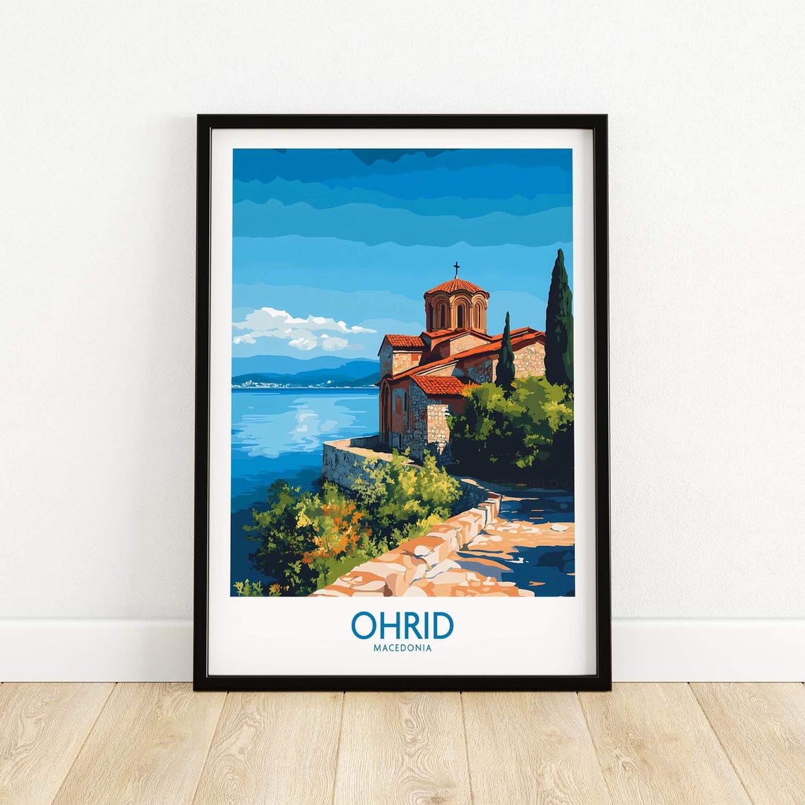 Ohrid Macedonia Travel Poster, Lake Ohrid Illustration - Image 5