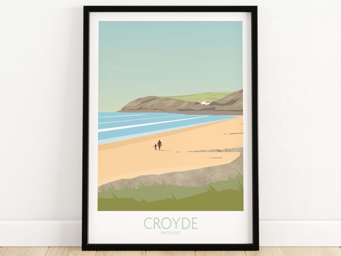 Croyde Beach Travel Poster, Devon Wall Art
